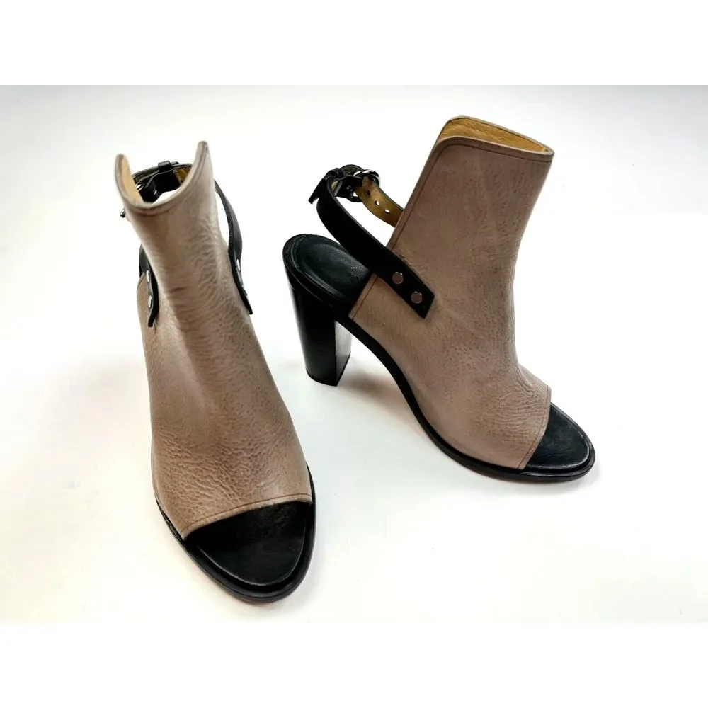 Rag &‎ Bone Wyatt Sandals Women 37 US 7 NWOT Open Toe Brown Leather Block Heels